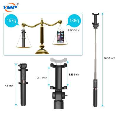 Same Quality as Xiaomi Selfie Stick 19.8-67cm Portable Extendable Bluetooth Selfie Stick for Gopro Heros Mobile Phone Camera